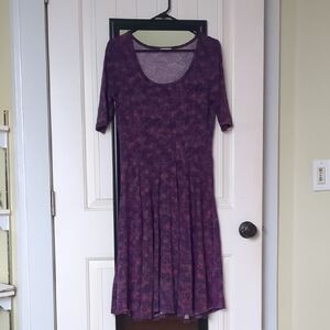 LuLaRoe Purple Midi Sundress with Scoop Neck and 3/4 Sleeves